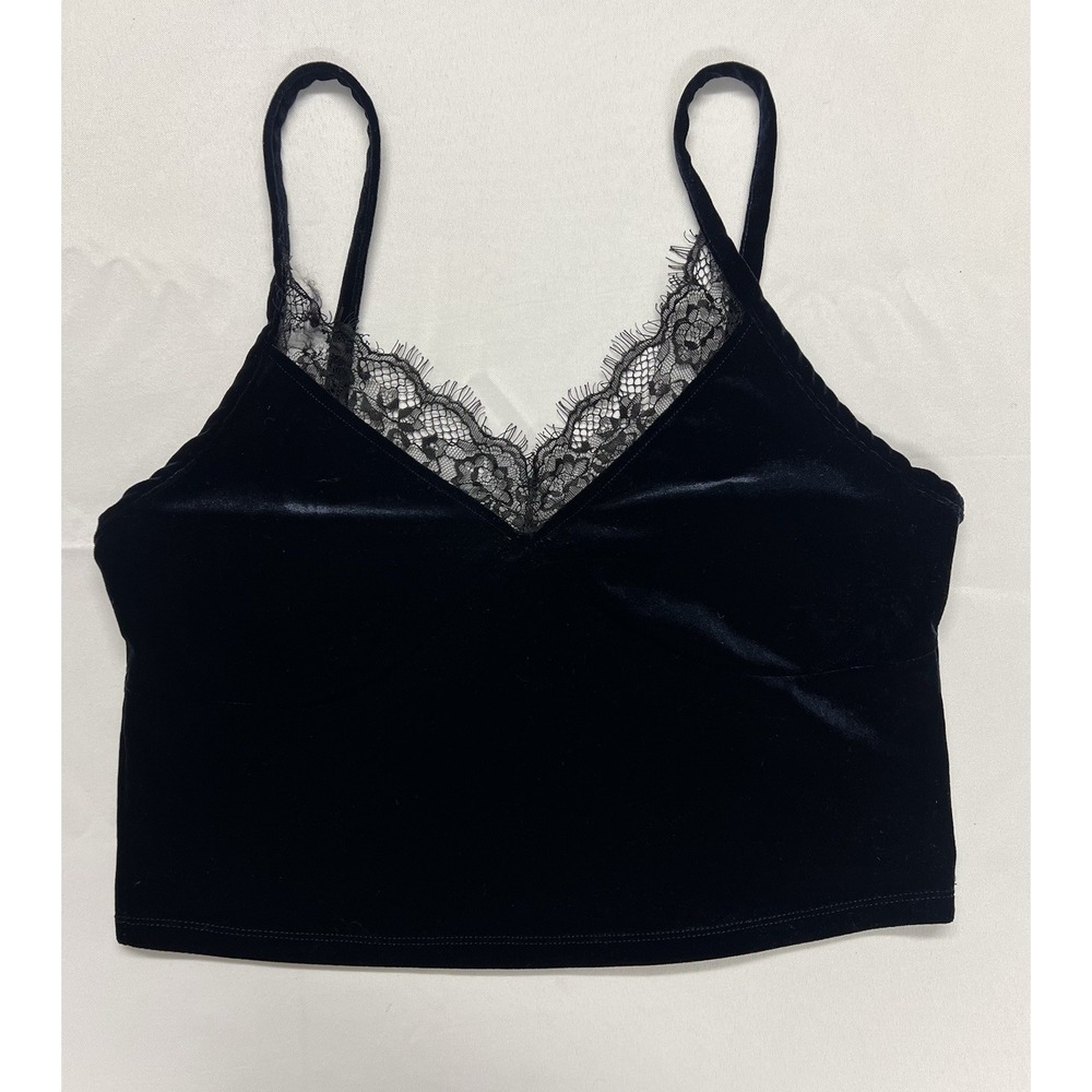 Cosmic Aura Lace Trimmed Velvet Camisole Cropped Tank Top Womens XL Whimsigoth